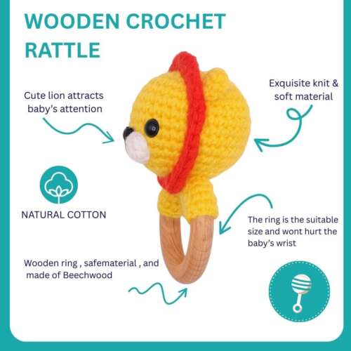 Handmade Crochet Lion Rattle - Image 3
