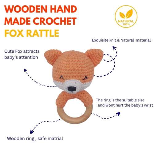Handmade Crochet Fox Rattle - Image 3