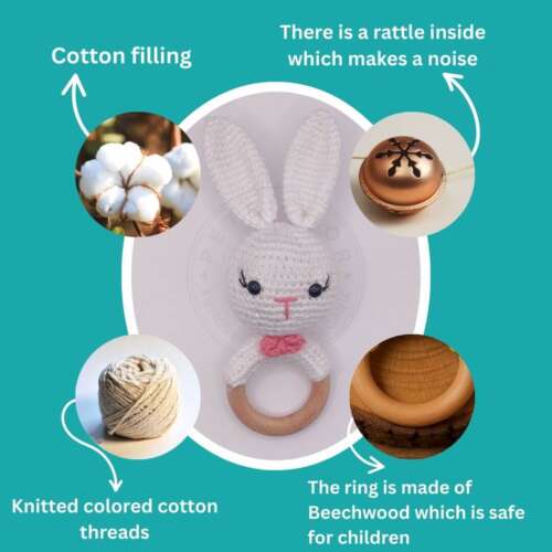 Handmade Crochet Rabbit Rattle - Image 4