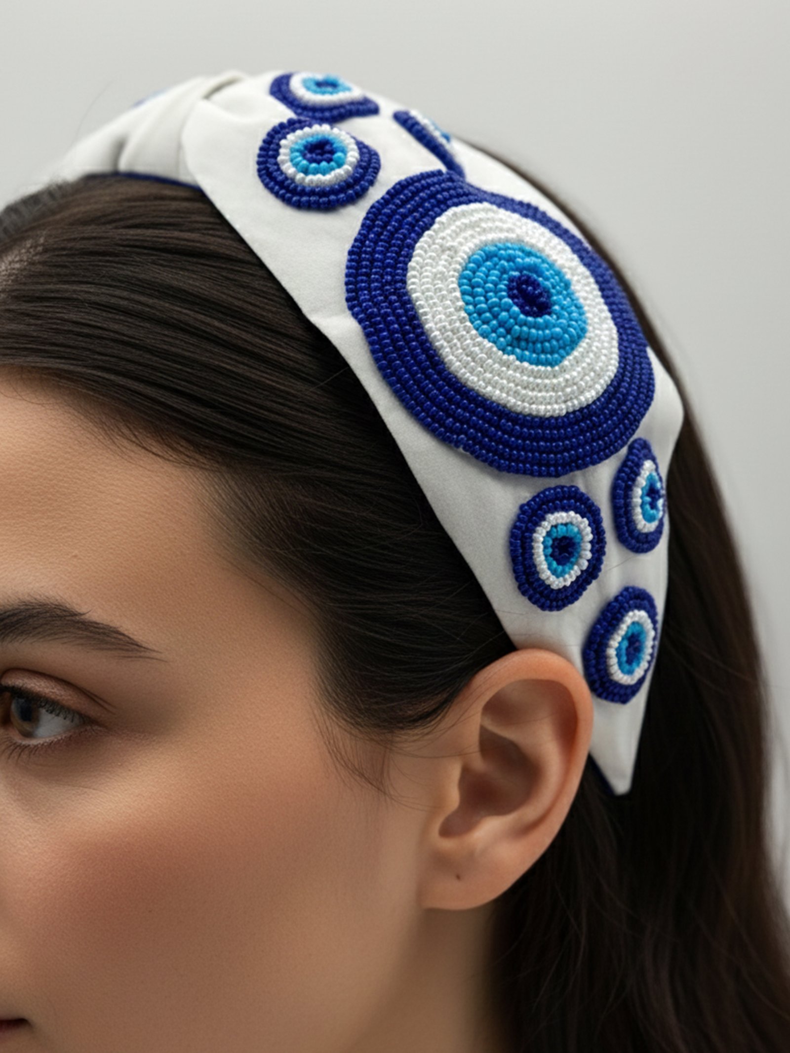 Handmade Beaded Evil Eye Headband