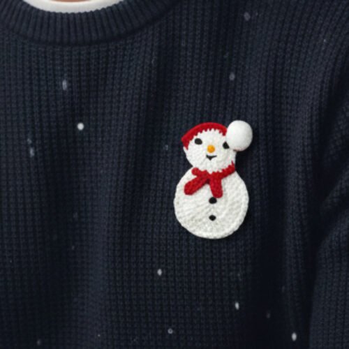 Handmade Crochet Snowman Brooch