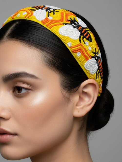Handmade Beaded Bee Headband
