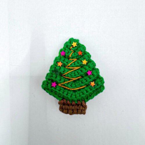 Handmade Crochet Christmas Tree Brooch