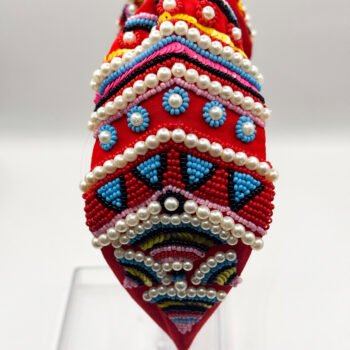 Handmade Beaded Red Headband