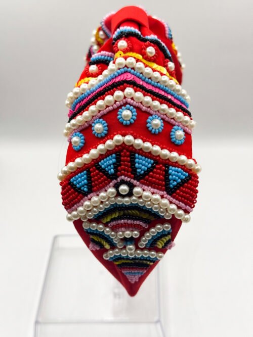 Handmade Beaded Red Headband